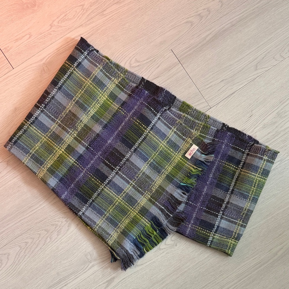 Echo Plaid Scarf in Purple and Green